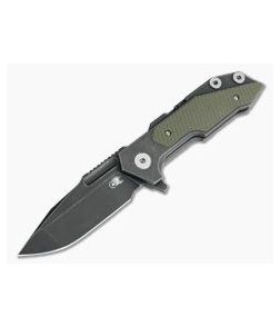 Hinderer Knives Full Track Spanto S35VN Battle Black OD Green G10 Tri-Way Pivot Flipper