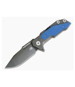 Hinderer Knives Full Track Spanto S35VN Stonewashed Black DLC Blue G10 Tri-Way Pivot Flipper