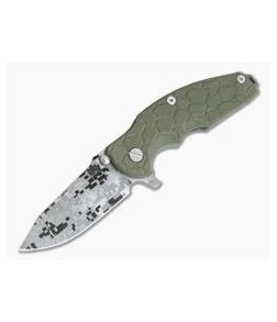 Hinderer Knives Jurassic Digital Camo Working Finish S35VN Spear Point Scaled OD Green G10 Tri-Way Pivot Flipper 0850