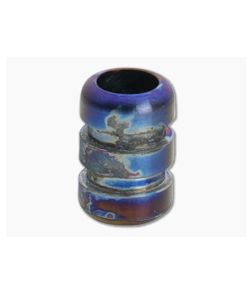 Ti Survival Grooved Titanium Lanyard Bead Blue Smoke Anodized 086