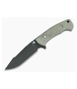 Hinderer Ranch Reserve Harpoon Spanto Battle Black CPM-3V Green Micarta Fixed Blade 0888