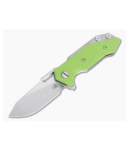 Hinderer Knives Half Track Slicer Stonewashed 20CV Neon Green G10 Tri-Way Flipper