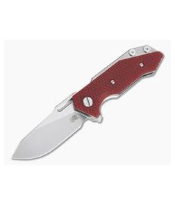 Hinderer Knives Half Track Slicer Stonewashed 20CV Red G10 Tri-Way Flipper