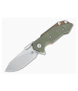 Hinderer Knives Half Track Slicer 20CV Stonewashed Bronze OD Green G10 Tri-Way Flipper