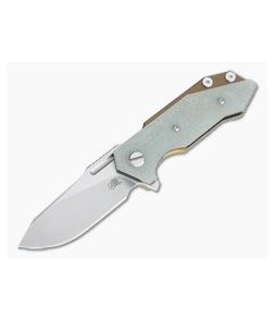 Hinderer Knives Half Track Slicer 20CV Stonewashed Bronze Jade Green G10 Tri-Way Flipper