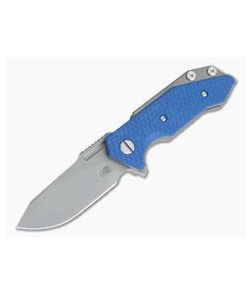 Hinderer Knives Half Track Slicer 20CV Working Finish Blue G10 Tri-Way Flipper