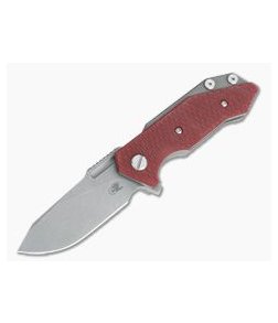 Hinderer Knives Half Track Slicer 20CV Working Finish Red G10 Tri-Way Flipper