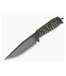 M. Strider Knives WP Hand Ground Clip Point Black PSF27 Camo Paracord 