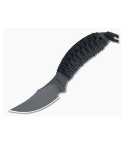 M. Strider Knives WP Hand Ground Trailing Point Black PSF27 Black Paracord 