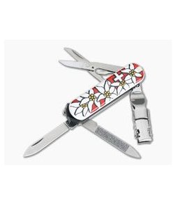 Victorinox Nail Clip 580 Red & White Edelweiss Flower Swiss Army Knife 0.6463.840-X1