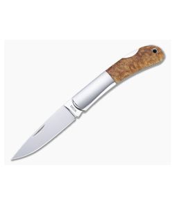 Moki Pliant Polished AUS-8 Bolstered Quince Wood Lock Back Folder 100J