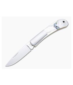 Moki Glory Arrow Polished AUS-8 Bolstered Mother of Pearl Lock Back Folder 101EG