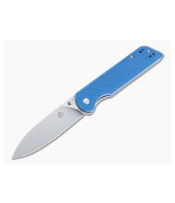 QSP Knives Parrot Drop Point Satin D2 Blue G10 Liner Lock Folder