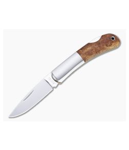 Moki Meek Polished AUS-8 Bolstered Quince Wood Lock Back Folder 102J