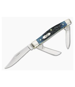 Case Medium Stockman Blue Denim Peach Seed Jigged Bone Slip Joint 10883