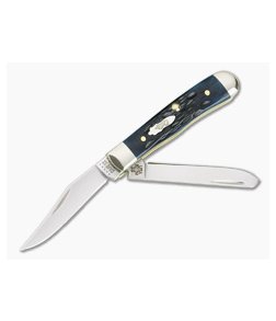Case Tiny Trapper Blue Denim Peach Seed Jig Bone Slip Joint 10886