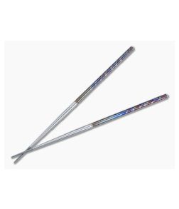 Foltsum 2-Piece Chopsticks Polished Flame Anodized and Satin Titanium 010