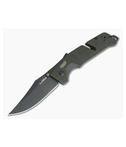 SOG Trident AT Olive Drab Plain PVD D2 Black GRN AT-XR Lock Assisted Folder 11-12-03-57