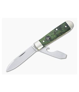 Boker Solingen Swell-End Jack Satin N690 Green Curly Birch Cap Lifter Slip Joint 112916