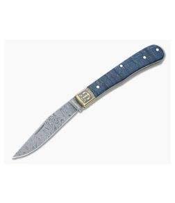 Boker Solingen Trapper Uno 2021 Annual Damascus Blue Curly Maple Slip Joint Collector's Knife 1132021DAM
