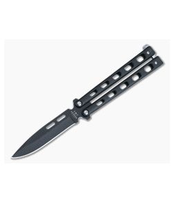Bear and Son Cutlery 4.25" Black Drop Point Butterfly Knife 115B