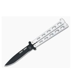 Bear and Son Cutlery 4.25" White Drop Point Butterfly Knife 115W