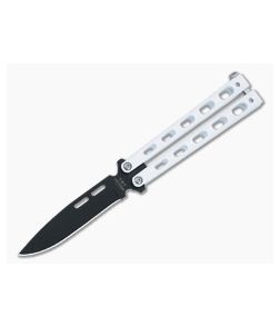 Bear and Son Cutlery 4.25" White Drop Point Butterfly Knife 115W