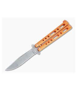 Bear and Son Cutlery Stonewashed Clip Point Orange Butterfly Knife 117ORSW