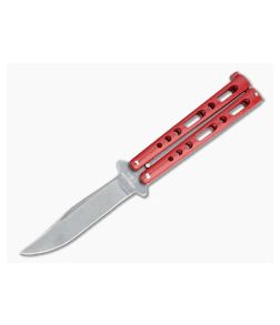 Bear and Son Cutlery Stonewashed Clip Point Red Butterfly Knife 117RDSW
