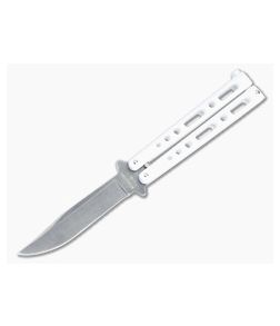 Bear and Son Cutlery Stonewashed Clip Point White Butterfly Knife 117WSW
