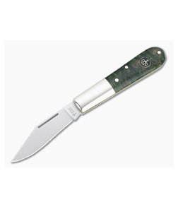 Boker Solingen Barlow Clip Point 440C Green Curly Birch Slip Joint 118941