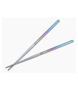 Foltsum 2-Piece Chopsticks Rainbow Anodized and Satin Titanium 011