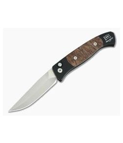 Protech Knives Small Brend 2 Auto Maple Burl Wood Inlays Black Automatic Satin Blade 1206
