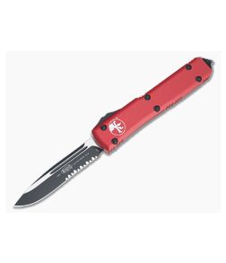 Microtech Ultratech S/E Black Part Serrated M390 Drop Point Red OTF Automatic Knife 121-2RD