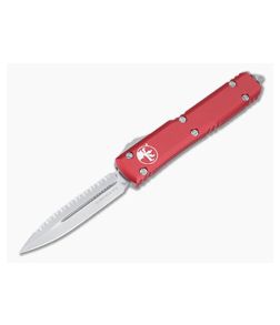 Microtech Ultratech Red Automatic Stonewash Full Serrated D/E M390 OTF 122-12RD