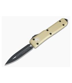 Microtech Ultratech D/E Black 204P Champagne Gold Double Edge OTF Automatic Knife 122-1CG