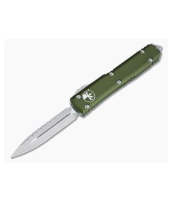 Microtech Ultratech D/E Satin M390 Full Serrated Double Edge OD Green OTF Automatic Knife 122-6OD