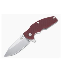 Hinderer Knives Jurassic Spear Point Stonewashed 20CV Red G10 Tri-Way Pivot Flipper 1225