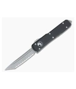 Microtech Ultratech Tanto Full Serrated Apocalyptic 204P Black OTF Automatic Knife 123-12AP