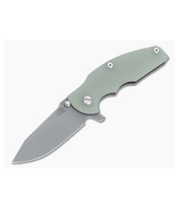 Hinderer Knives Jurassic Spear Point 20CV Translucent Green G10 Battle Bronze Tri-Way Pivot Flipper 1230