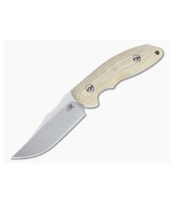 Hinderer Emmett Bowie Stonewashed 20CV Natural Micarta Fixed Blade 1279