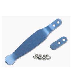 Hinderer Solid Pocket Clip and Filler Tab Set Titanium Stonewashed Blue 1299