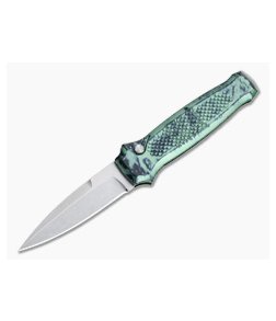 Piranha P12 Prowler Stonewashed 154CM Green Button Lock Automatic