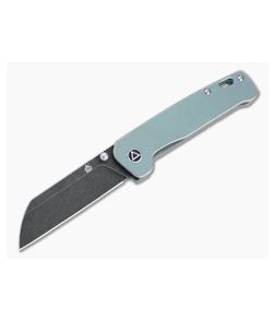 QSP Knives Penguin Sheepsfoot Black Stonewashed 154CM Green Titanium Frame Lock Folder