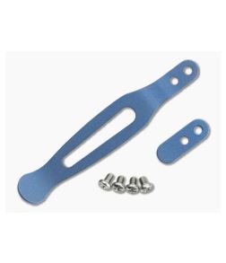 Hinderer Standard Pocket Clip and Filler Tab Set Titanium Battle Blue 1304