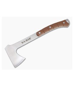 Kabar Hatchet Hawk Satin Stainless Steel Brown TPR Full Tang Tomahawk 1333