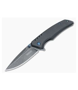 Kershaw Knives Halogen BlackWash G10 Carbon Fiber Flipper 1336BW