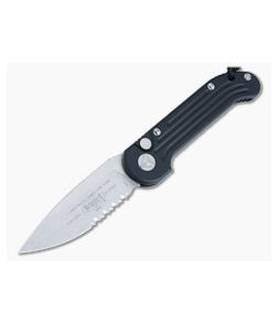Microtech LUDT Stonewashed Partially Serrated M390 Black Automatic Knife 135-11