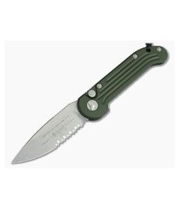 Microtech LUDT Stonewash Partially Serrated OD Green Automatic Knife 135-11OD-M390