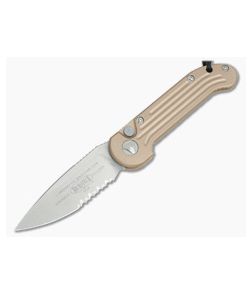 Microtech LUDT Stonewash Partially Serrated Tan Automatic Knife 135-11TA-M390